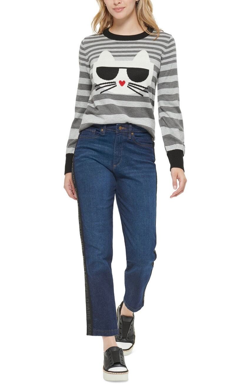 KARL LAGERFELD PARIS Choupette Striped Sweater - size Small